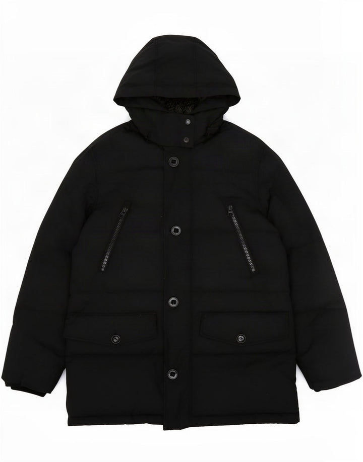 Marks & Spencer Mens Hooded Padded Coat UK 40 Large Black Polyester