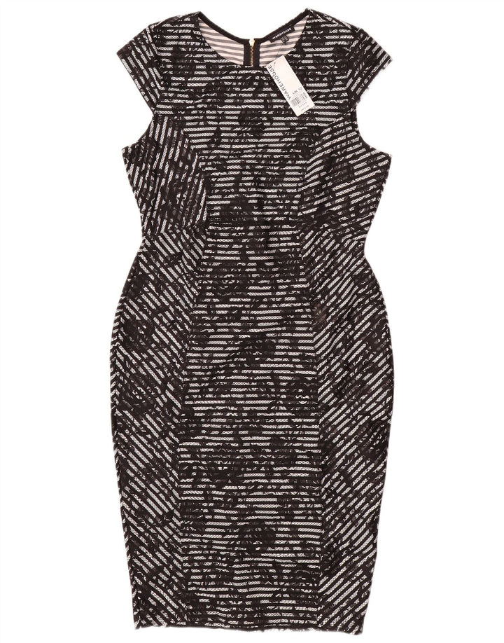 Warehouse Womens Bodycon Dress UK 12 Medium Black Floral Polyester