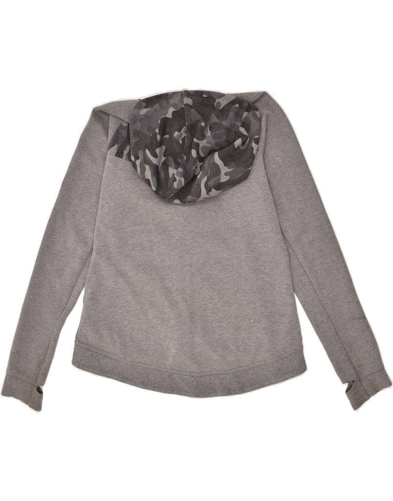 NIKE Womens Zip Hoodie Sweater UK 14 Medium Grey Camouflage Cotton | Vintage Nike | Thrift | Second-Hand Nike | Used Clothing | Messina Hembry 