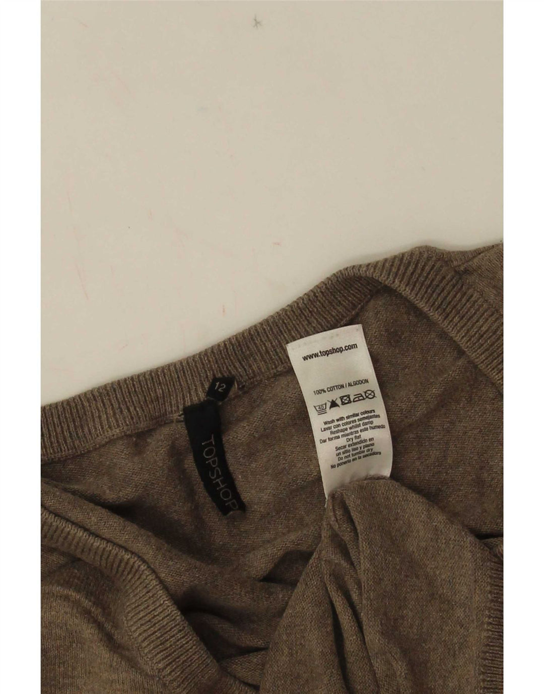 Topshop Womens V-Neck Jumper Sweater UK 12 Medium Grey Cotton
