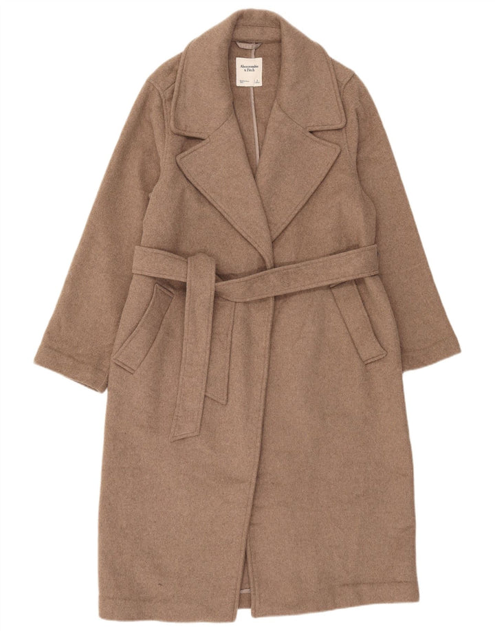 Abercrombie & Fitch Womens Oversized Overcoat UK 10 Small Beige Polyester