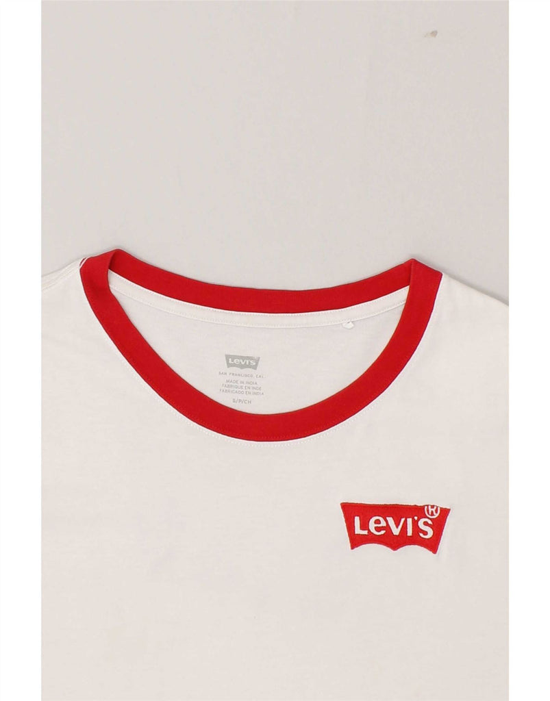 LEVI'S Womens Oversized Graphic T-Shirt Top UK 10 Small White Cotton Vintage Levi's and Second-Hand Levi's from Messina Hembry 