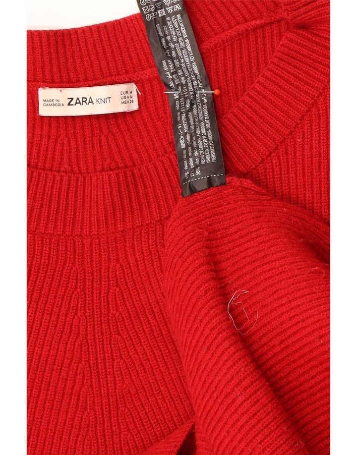Zara Womens Oversized Boat Neck Jumper Sweater UK 14 Medium Red Viscose