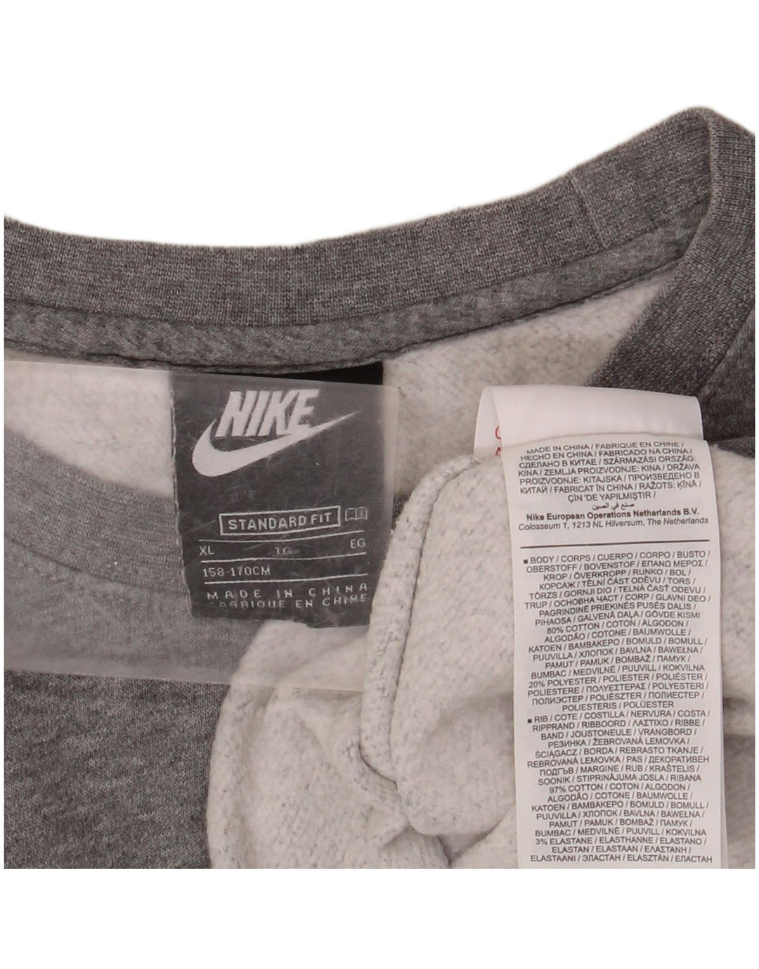 NIKE Boys Graphic Sweatshirt Jumper 13-14 Years XL Grey Flecked