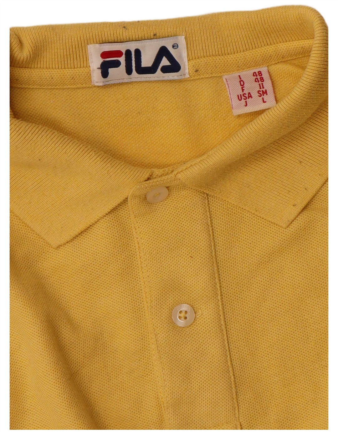 Fila Mens Polo Shirt IT 48 Medium Yellow Cotton