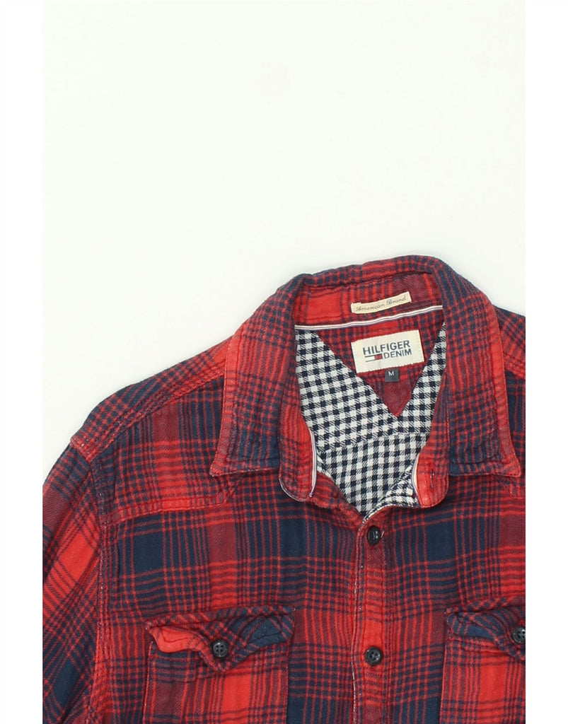 TOMMY HILFIGER Mens Shirt Medium Red Check Cotton | Vintage Tommy Hilfiger | Thrift | Second-Hand Tommy Hilfiger | Used Clothing | Messina Hembry 