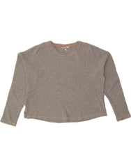 BODEN Womens Oversized Crop Top Long Sleeve UK 14 Medium Grey Cotton