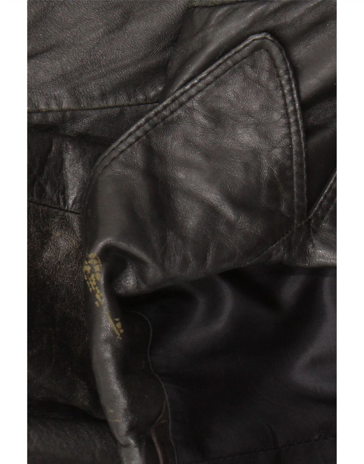 Vintage Womens Leather Jacket IT 50 XL Black Leather