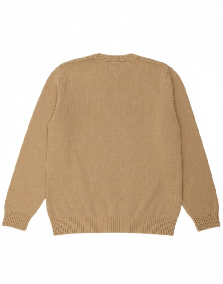 TOMMY HILFIGER Mens V-Neck Jumper Sweater Medium Beige Cotton