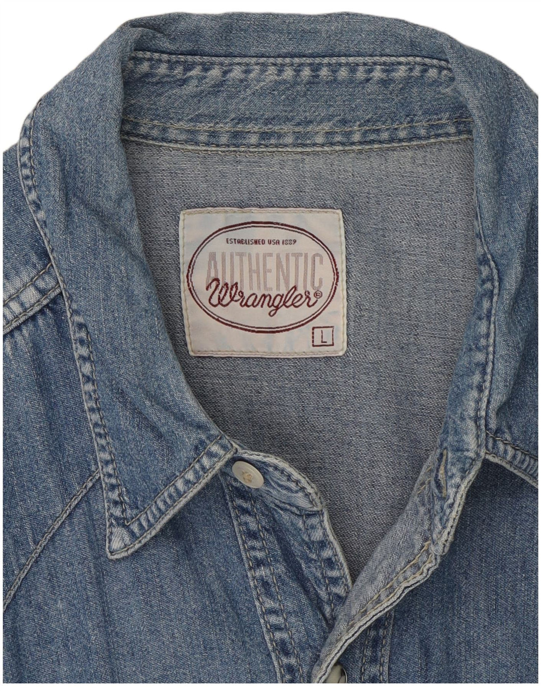 Wrangler Mens Western Denim Shirt Large Blue