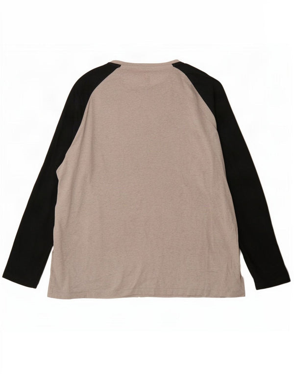 Fat Face Mens Top Long Sleeve 2XL Grey Colourblock Cotton