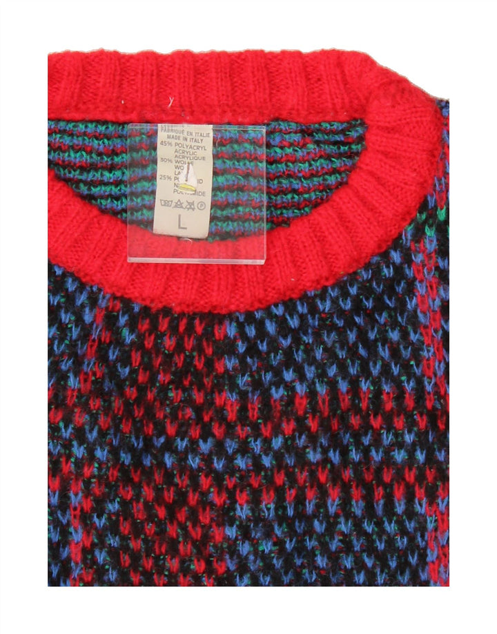 VINTAGE Womens Crew Neck Jumper Sweater UK 16 Large Blue Check Polyacrylic Vintage Vintage and Second-Hand Vintage from Messina Hembry 