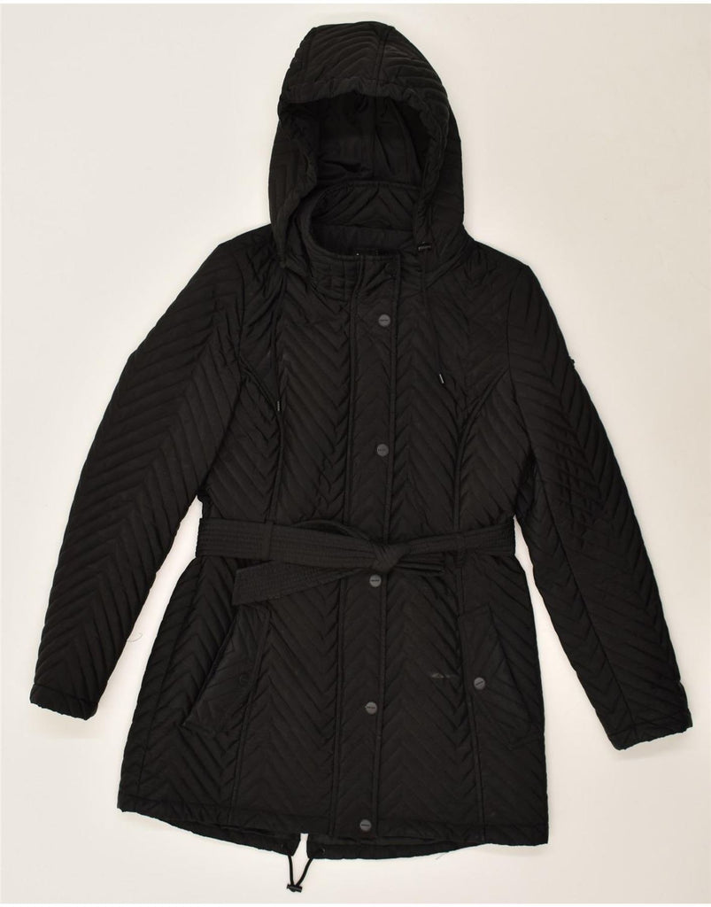 DKNY Womens Hooded Padded Coat UK 10 Small Black Polyester | Vintage Dkny | Thrift | Second-Hand Dkny | Used Clothing | Messina Hembry 