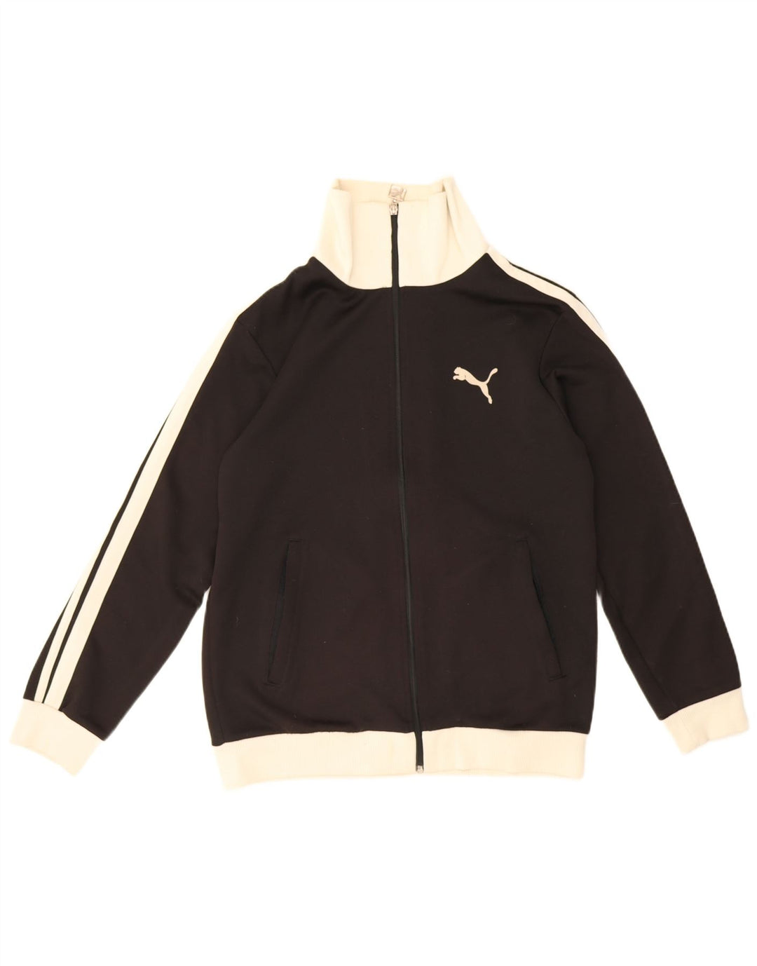 Puma Girls Tracksuit Top Jacket 13-14 Years Black Colourblock Polyester