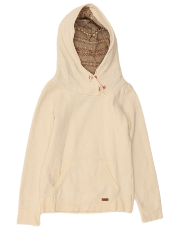 PLAYLIFE Womens Hoodie Jumper UK 10 Small Off White Cotton