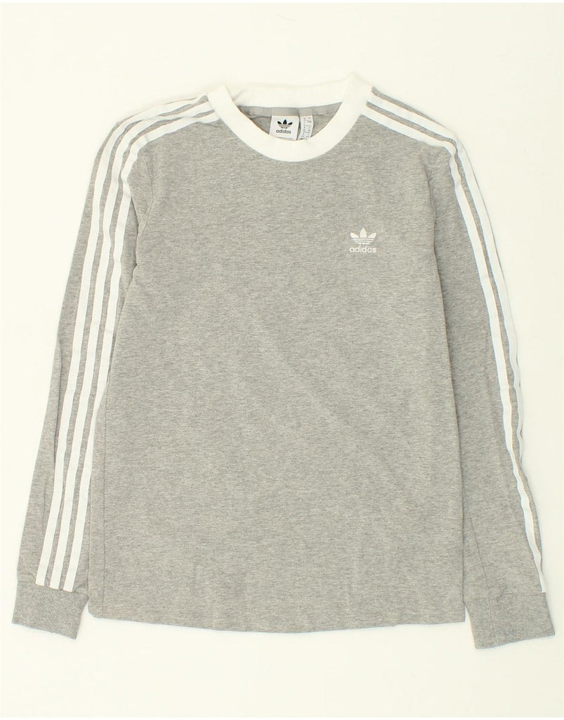 ADIDAS Womens Top Long Sleeve UK 8 Small Grey Cotton | Vintage Adidas | Thrift | Second-Hand Adidas | Used Clothing | Messina Hembry 