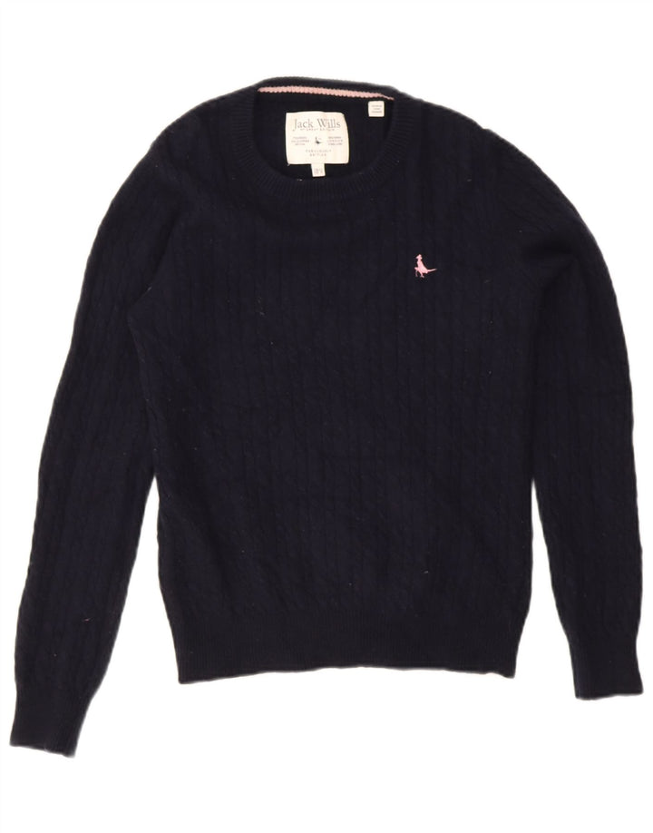 Jack Wills Womens Crew Neck Jumper Sweater UK 12 Medium Navy Blue