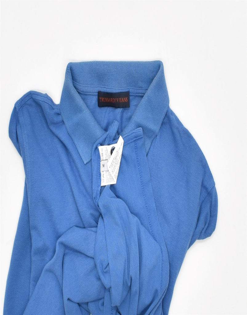 TRUSSARDI Mens Polo Shirt Medium Blue Cotton | Vintage | Thrift | Second-Hand | Used Clothing | Messina Hembry 