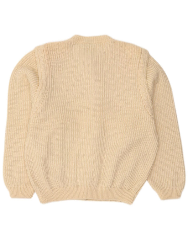 Donatella Womens Cardigan Sweater UK 16 Large Beige Virgin Wool