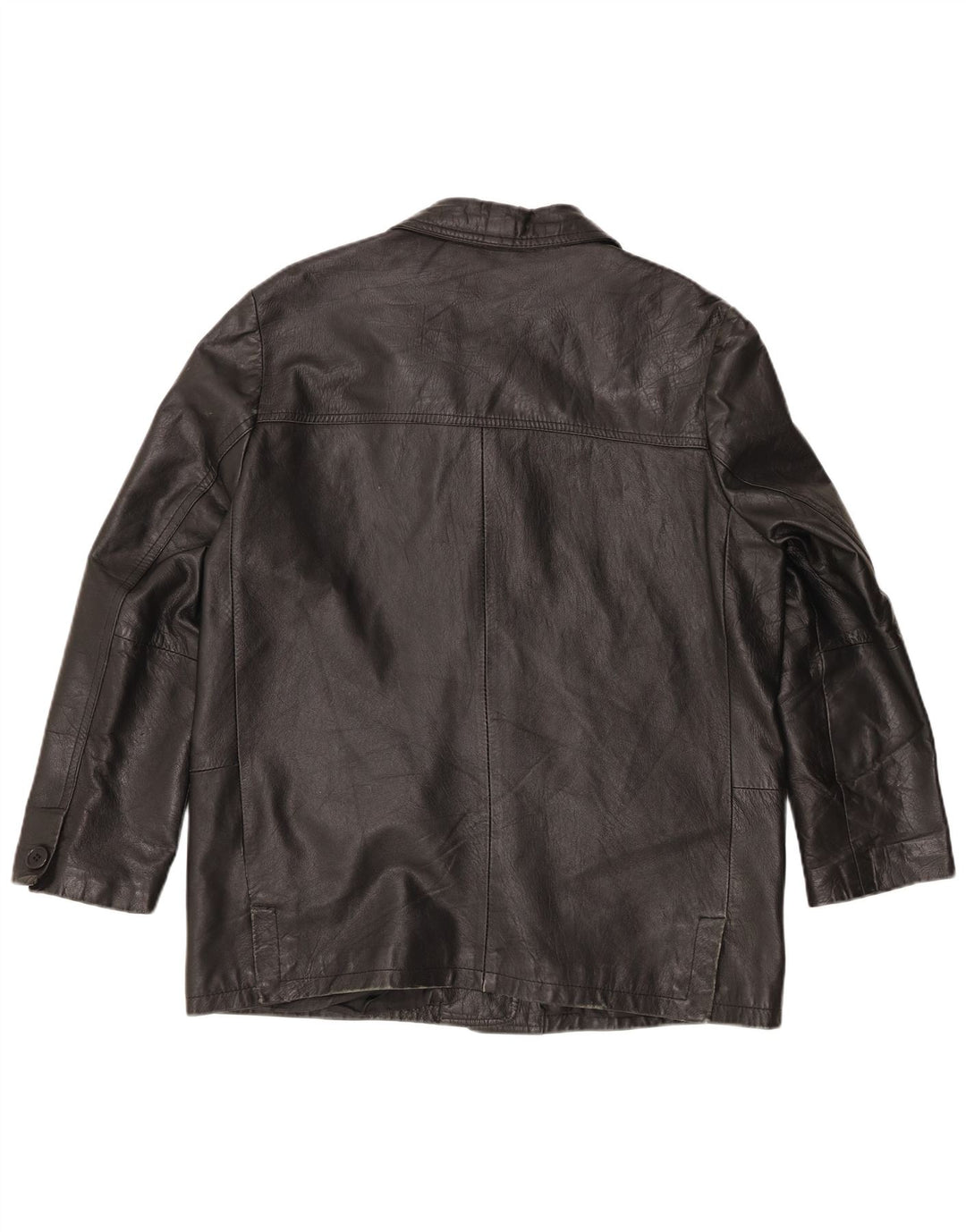 Vintage Womens Oversized 3 Button Leather Blazer Jacket UK 16 Large Black