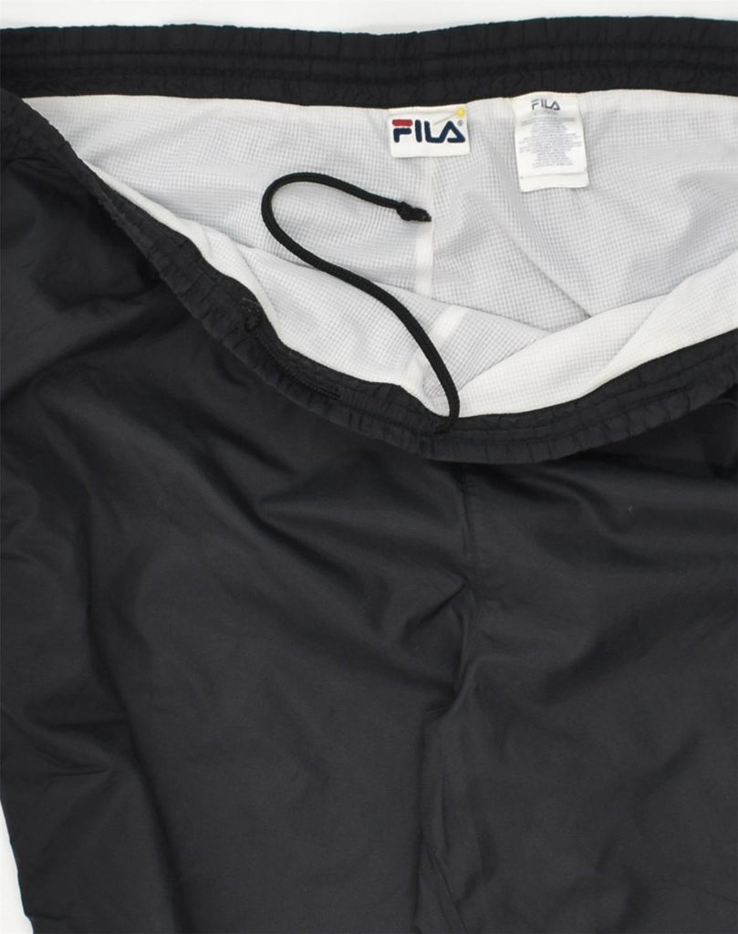 FILA Mens Tracksuit Trousers Large Black Colourblock Nylon | Vintage Fila | Thrift | Second-Hand Fila | Used Clothing | Messina Hembry 