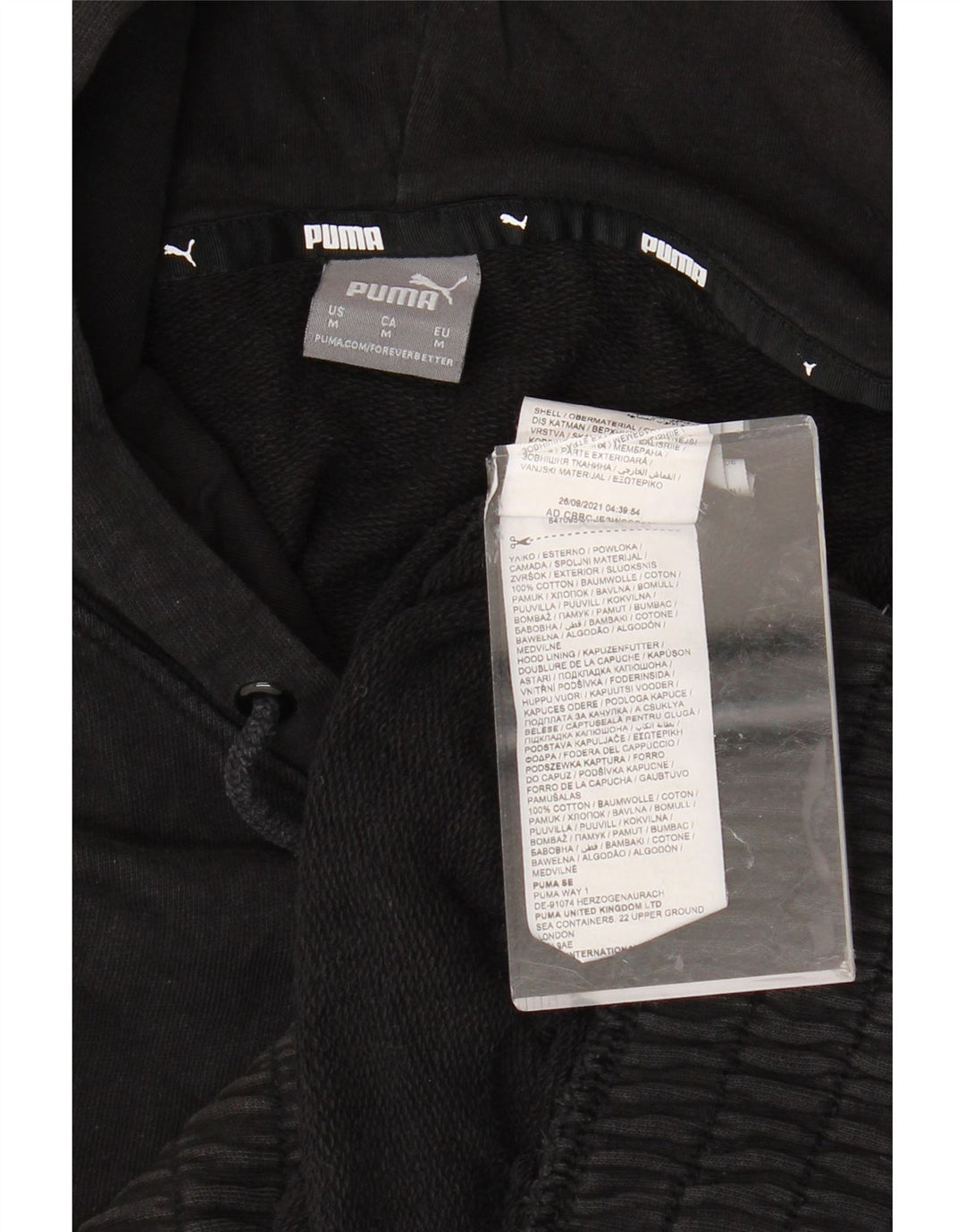 PUMA Womens Oversized Hoodie Jumper UK 14 Medium Black Cotton