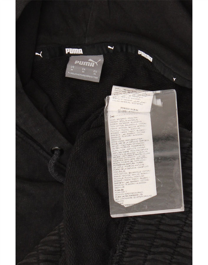 PUMA Womens Oversized Hoodie Jumper UK 14 Medium Black Cotton