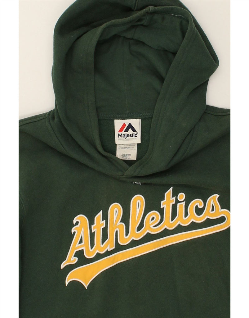MAJESTIC Boys Graphic Hoodie Jumper 15-16 Years Green Cotton | Vintage Majestic | Thrift | Second-Hand Majestic | Used Clothing | Messina Hembry 