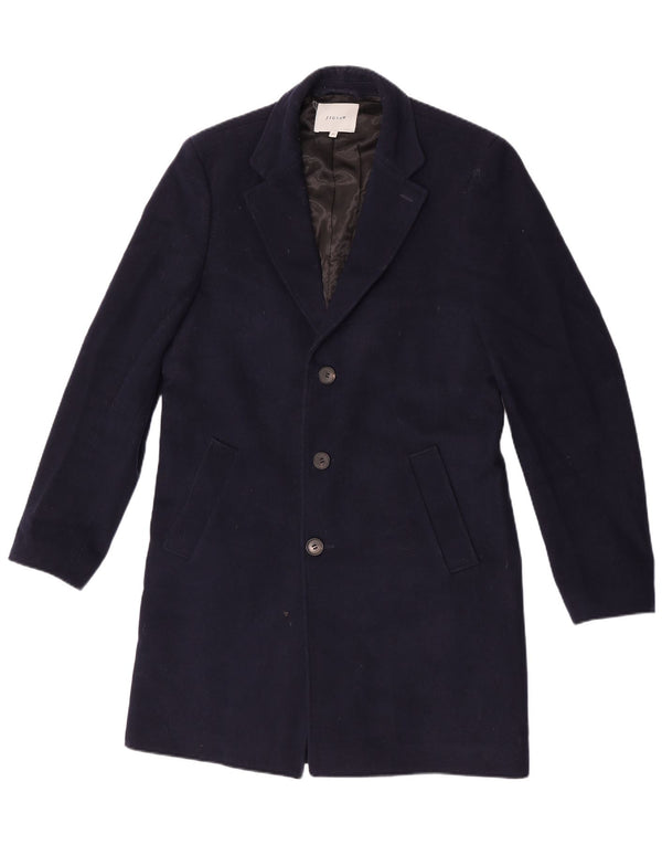 Jigsaw Mens Overcoat UK 38 Medium Navy Blue Wool