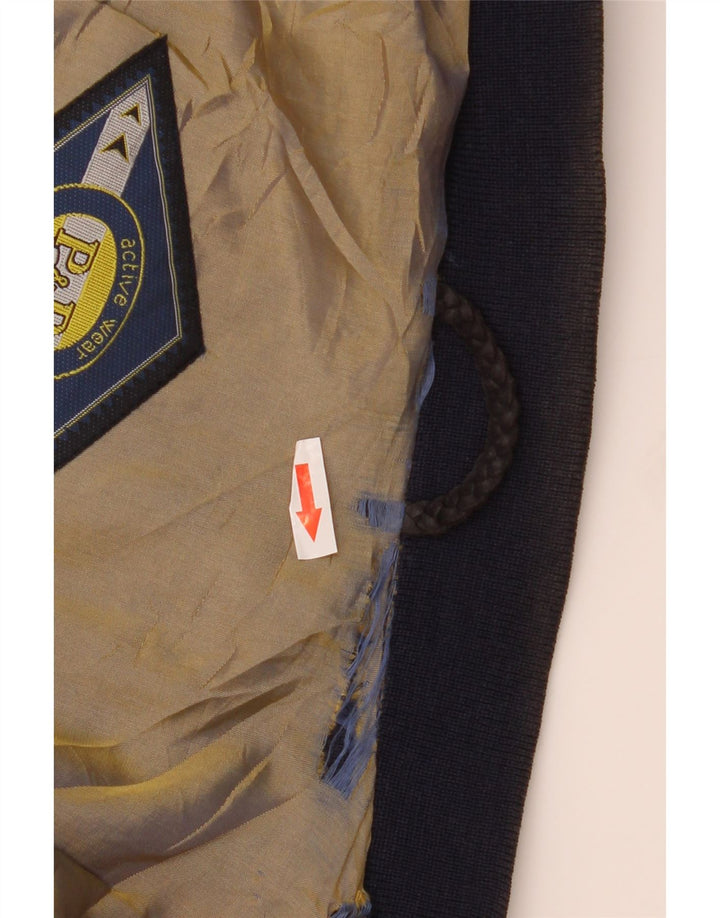 P&P People Mens Suede Bomber Jacket UK 40 Large Navy Blue Leather