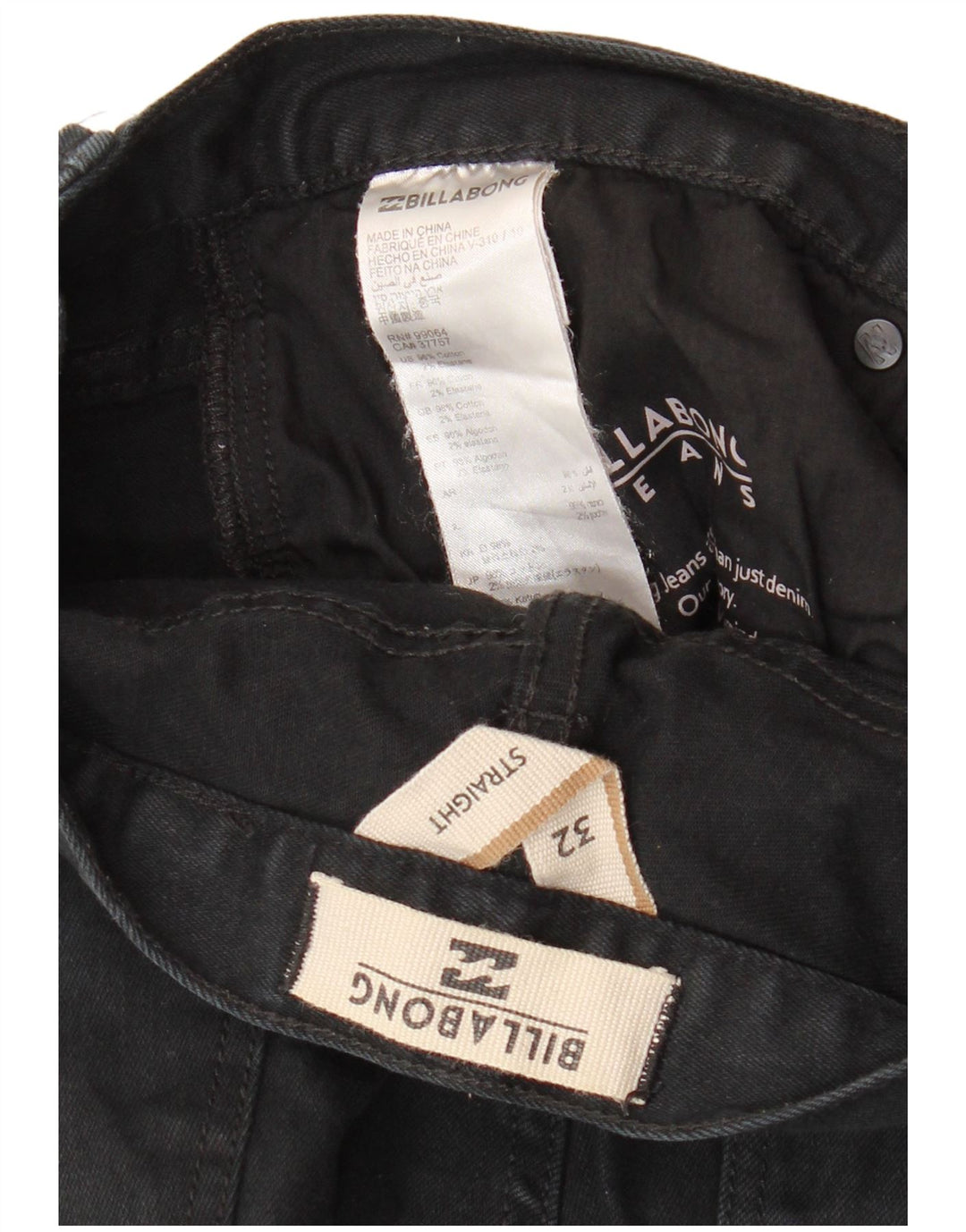 BILLABONG Mens Straight Jeans W32 L29  Black Cotton
