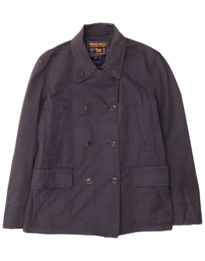 Woolrich Womens Trench Coat UK 18 XL Navy Blue Cotton