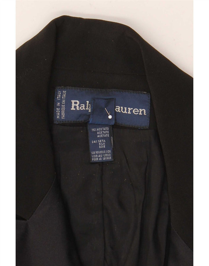 Ralph Lauren Womens Double Breasted Coat US 8 Medium Black Acetate