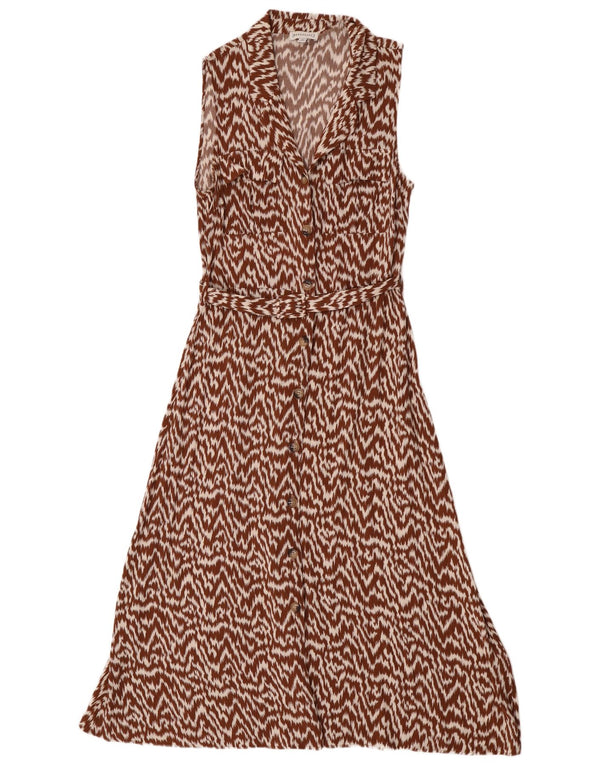 Warehouse Womens Sleeveless Maxi Dress UK 12 Medium Brown Animal Print