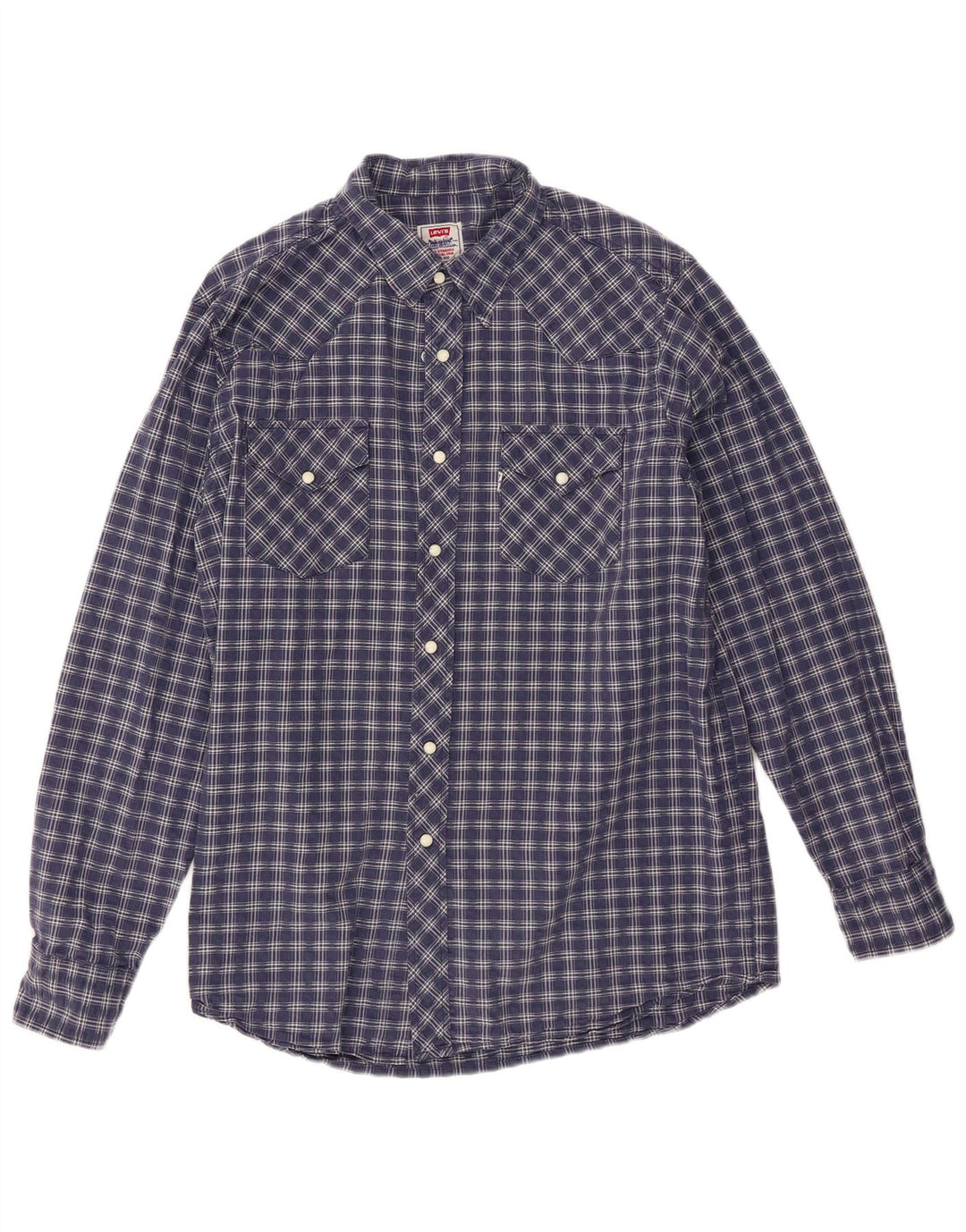 Levi's Mens Shirt Large Navy Blue Check Cotton