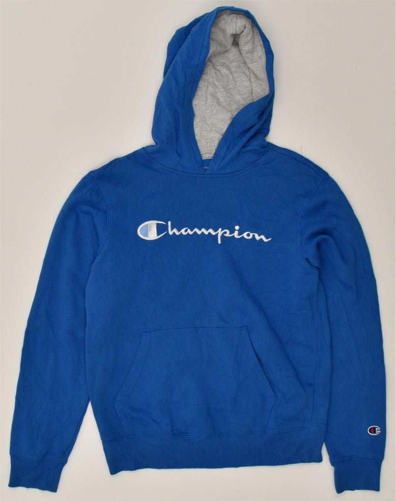 CHAMPION Womens Graphic Hoodie Jumper UK 18 XL Blue Cotton | Vintage Champion | Thrift | Second-Hand Champion | Used Clothing | Messina Hembry 