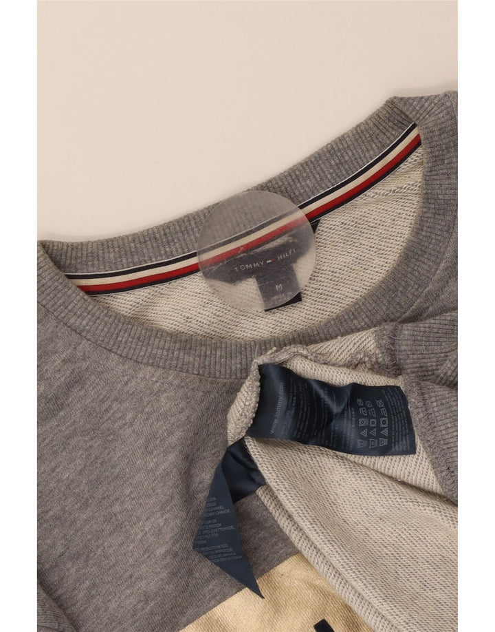Tommy Hilfiger Mens Graphic Sweatshirt Jumper Medium Grey Flecked Cotton