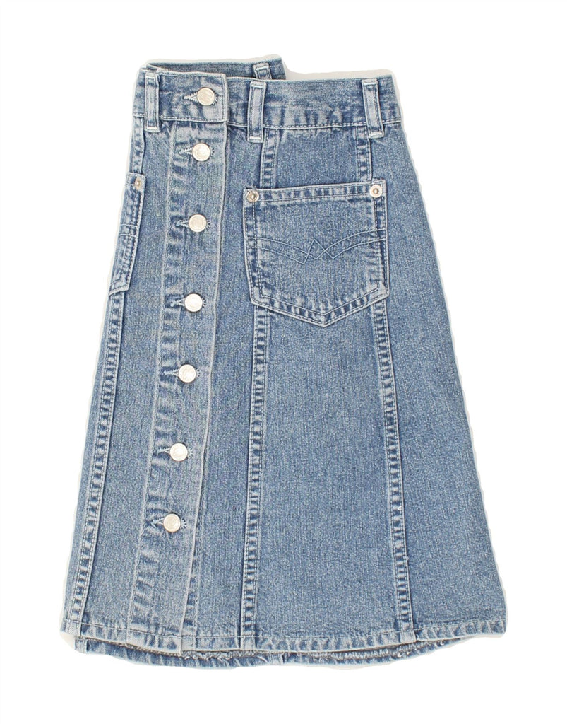 CROWN Womens Denim A-Line Skirt W28 Medium  Blue Cotton Vintage Crown and Second-Hand Crown from Messina Hembry 