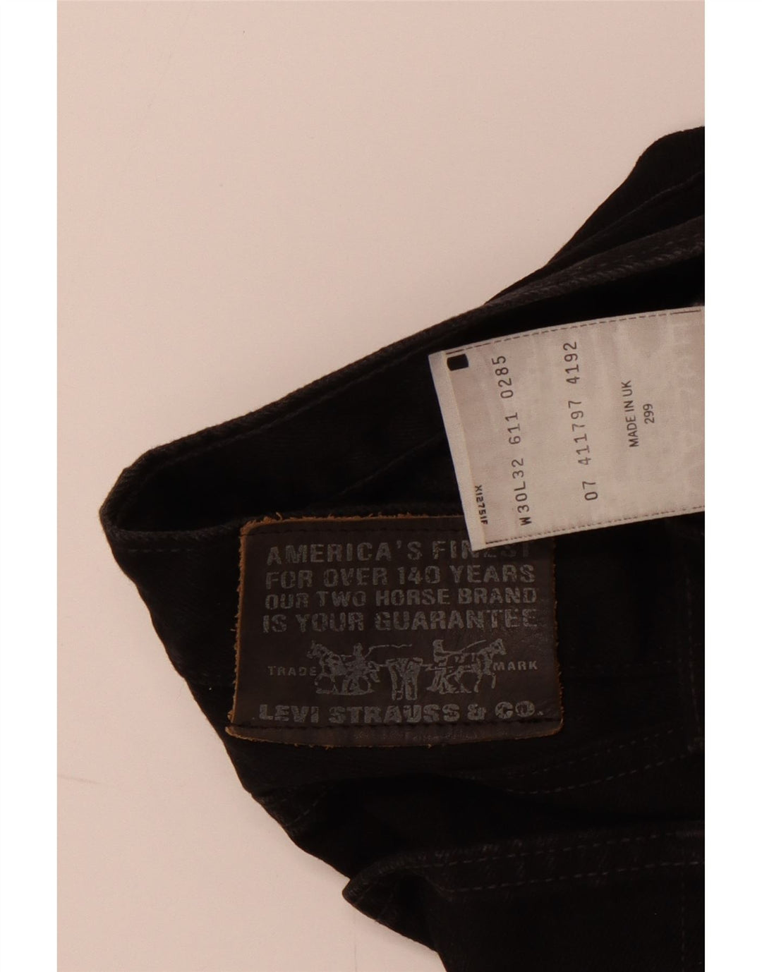 LEVI'S Mens Straight Jeans W30 L32 Black Cotton