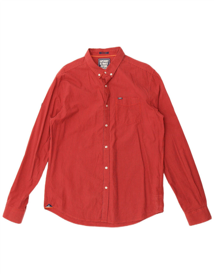 Superdry Mens Regular Fit Shirt XL Red Gingham Cotton