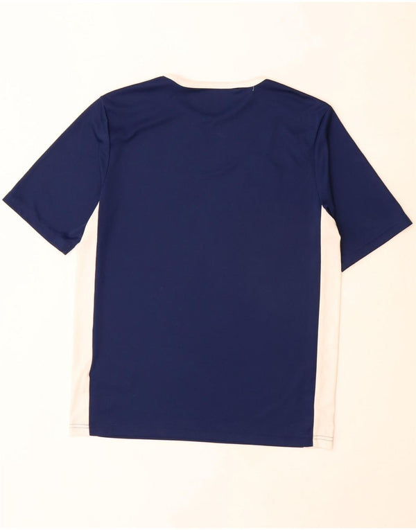Adidas Boys Climalite T-Shirt Top 13-14 Years Large Navy Blue Colourblock