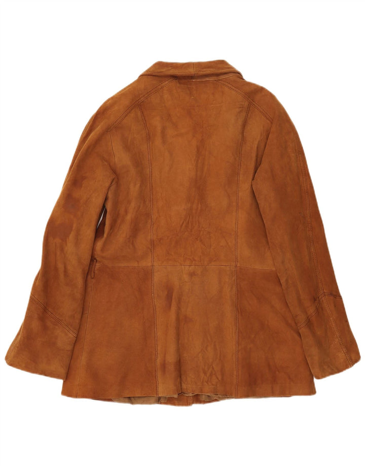 Vintage Womens Suede Jacket UK 14 Medium Brown Leather
