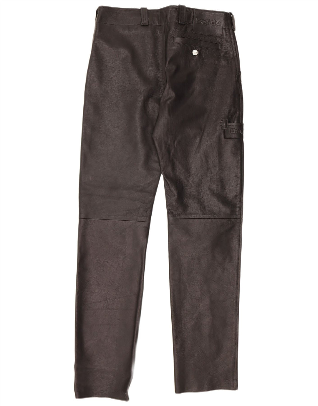 Bockle Womens Straight Leather Trousers W33 L34 Black