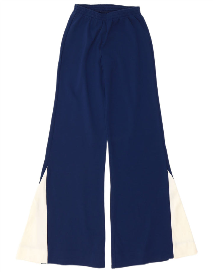 MEDICO Womens Flare Tracksuit Trousers IT 40 Small  Navy Blue Colourblock