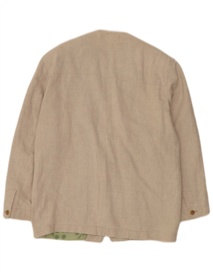 Redpoint Mens 3 Button Blazer Jacket IT 48 Medium Beige Herringbone Cotton
