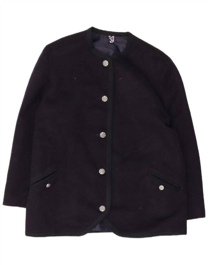 Vintage Womens 5 Button Blazer Jacket IT 50 XL Navy Blue Wool