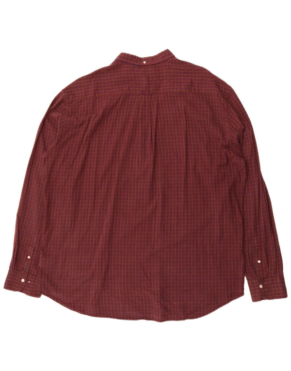 Gant Mens Regular Fit Shirt Size 49/50 19 3/4  4XL Maroon Check Cotton