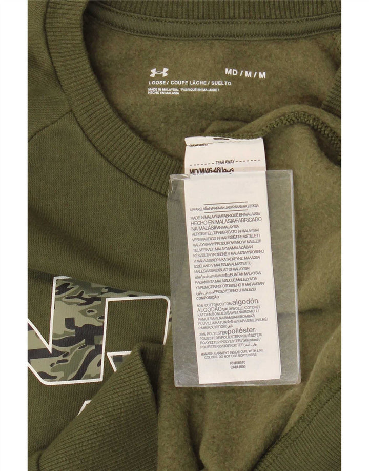 Under Armour Mens Graphic Sweatshirt Jumper Medium Khaki Cotton