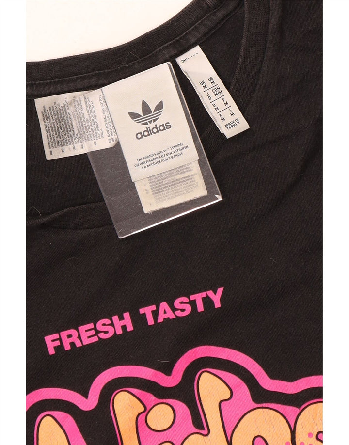 Adidas Mens Graphic T-Shirt Top Medium Black Cotton