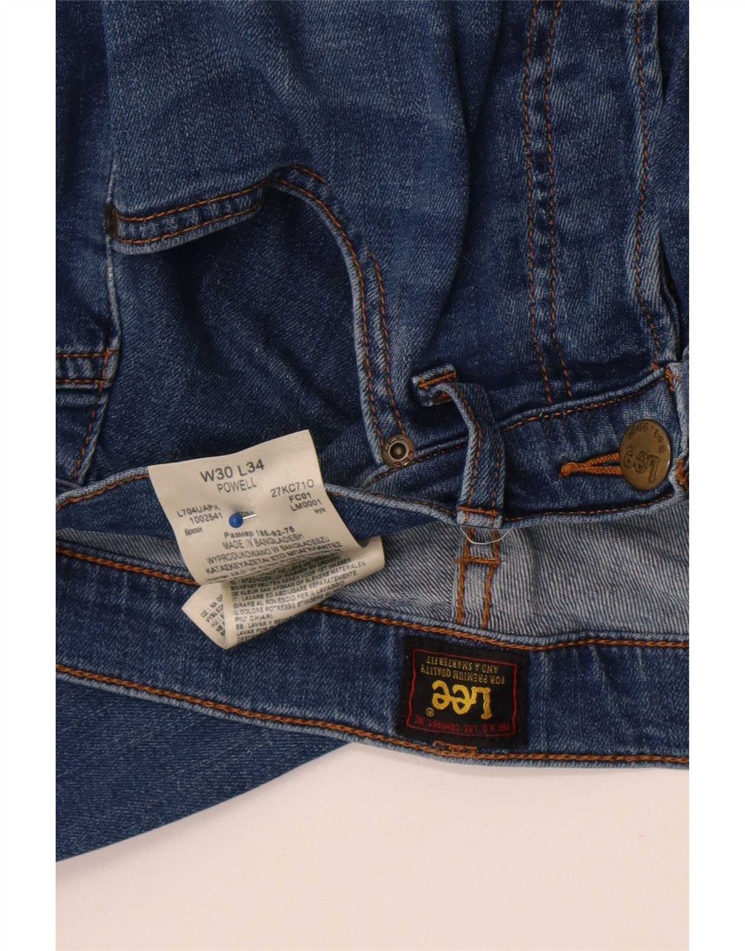 Lee Mens Powell Slim Jeans W30 L30 Blue Cotton